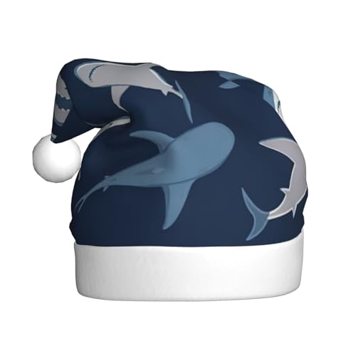 Ogniwo Blaue Cartoon-Hai-Weihnachtsmütze, Weihnachtsmütze für Erwachsene, Damen, Herren, Weihnachtsmütze für Neujahr, Urlaub, Kostümparty von Ogniwo