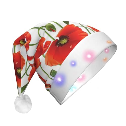 Ogniwo LED-Weihnachtsmannmütze für Erwachsene und Kinder, beleuchtete Weihnachtsmütze, Weihnachtsfüller, Geschenk, Blume. Druck von Ogniwo