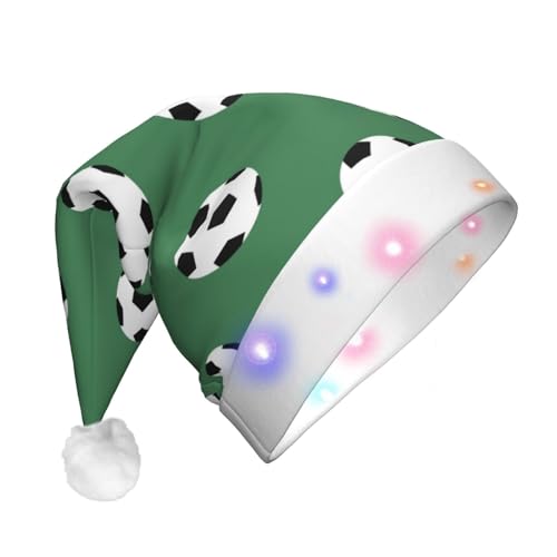 Ogniwo LED-Weihnachtsmannmütze für Erwachsene und Kinder, beleuchtete Weihnachtsmütze, Weihnachtsfüller, Geschenk, Fußball-Druck von Ogniwo