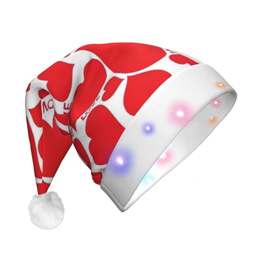 Ogniwo LED-Weihnachtsmannmütze für Erwachsene und Kinder, beleuchtete Weihnachtsmütze, Weihnachtsfüller, Geschenk, Liebesherzdruck von Ogniwo