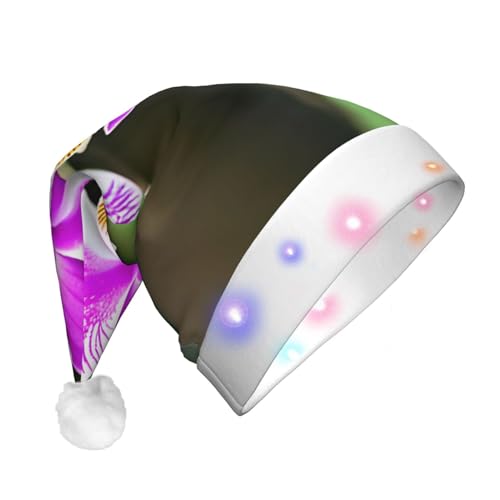 Ogniwo LED-Weihnachtsmannmütze für Erwachsene und Kinder, beleuchtete Weihnachtsmütze, Weihnachtsfüller, Geschenk, Orchideen-Druck von Ogniwo