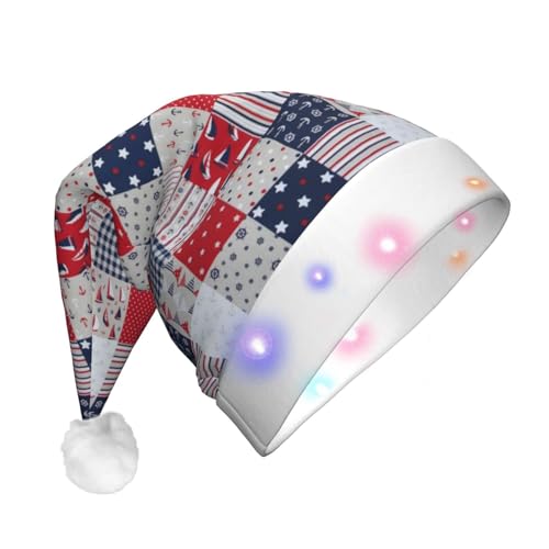 Ogniwo LED-Weihnachtsmannmütze für Erwachsene und Kinder, beleuchtete Weihnachtsmütze, Weihnachtsfüller, Geschenk, Sternenmuster-Druck von Ogniwo