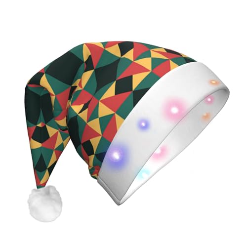 Ogniwo LED-Weihnachtsmannmütze für Erwachsene und Kinder, beleuchtete Weihnachtsmütze, Weihnachtsfüller, Geschenk, geometrischer Druck von Ogniwo