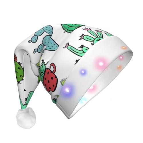 Ogniwo LED-Weihnachtsmannmütze für Erwachsene und Kinder, beleuchtete Weihnachtsmütze, Weihnachtsfüller, Geschenk, schöner Sukkulenten-Druck von Ogniwo