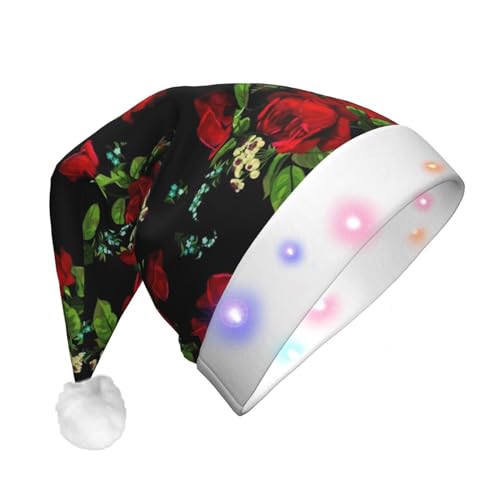 Ogniwo LED-Weihnachtsmannmütze für Erwachsene und Kinder, beleuchtete Weihnachtsmütze, Weihnachtsfüller, Geschenk, schönes Rosen-Geschenkdruck von Ogniwo