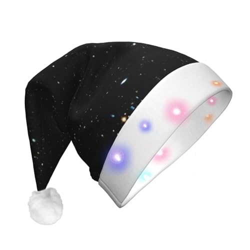 Ogniwo LED-Weihnachtsmannmütze für Erwachsene und Kinder, beleuchtete Weihnachtsmütze, Weihnachtsfüller, Geschenk, schwarzer Glitzer-Druck von Ogniwo