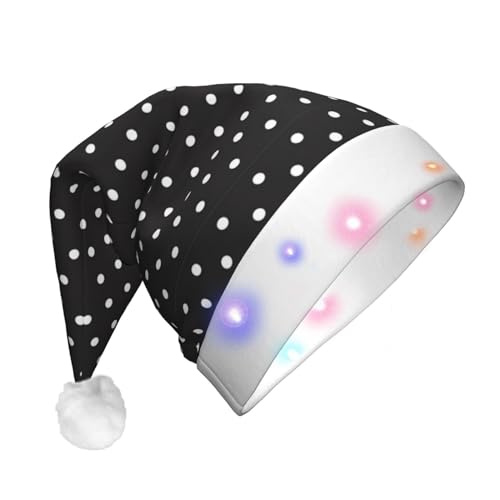 Ogniwo LED-Weihnachtsmannmütze für Erwachsene und Kinder, beleuchtete Weihnachtsmütze, Weihnachtsfüller, Geschenk, weißes Punktemuster von Ogniwo