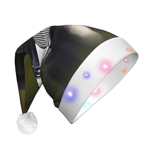 Ogniwo Loon Nature LED-Weihnachtsmannmütze, ultraplüschig und weich, mit Vogelmotiv, ideal für Erwachsene von Ogniwo