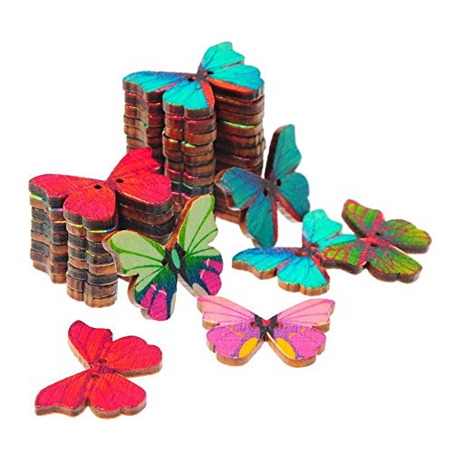 50 stücke Schmetterlinge Blume DIY Holzknöpfe Nähen Scrapbooking Vintage Knöpfe Langlebig und Nützlich von Ogquaton