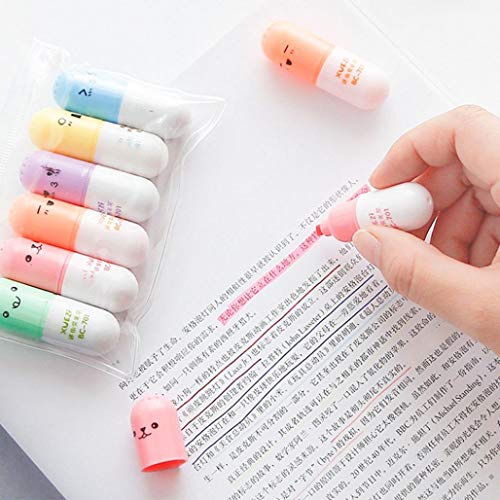Ogquaton 6 Stücke Textmarker Marker Kreative Schöne Pille Form Gel Stift für Kinder Multicolor Stilvoll und Praktisch von Ogquaton