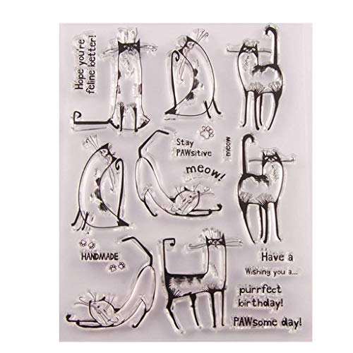 Ogquaton Katze Silikon Clear Stamp Seal DIY Scrapbook Präge Album Decor Craft Art bequem und praktisch von Ogquaton