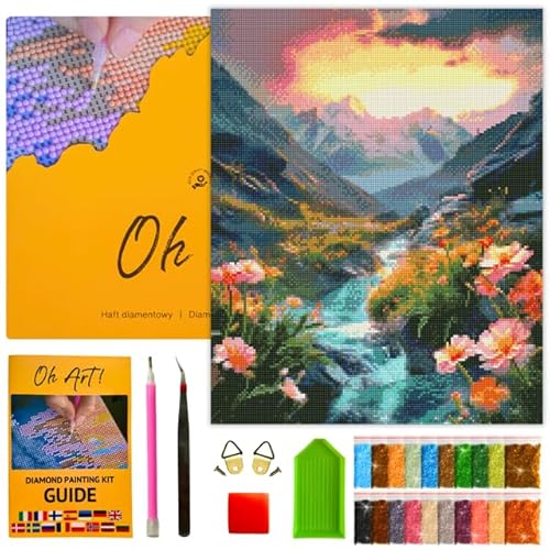 Oh Art! 5D Diamond Painting Set für Erwachsene und Kinder Mit Leinwand Gespannt Auf Rahmen DIY Diamantmosaik Diamant Bilder Perfekt für Geschenk Zuhause Wanddekoration 40 x 50 cm Mountain spring von Oh Art!
