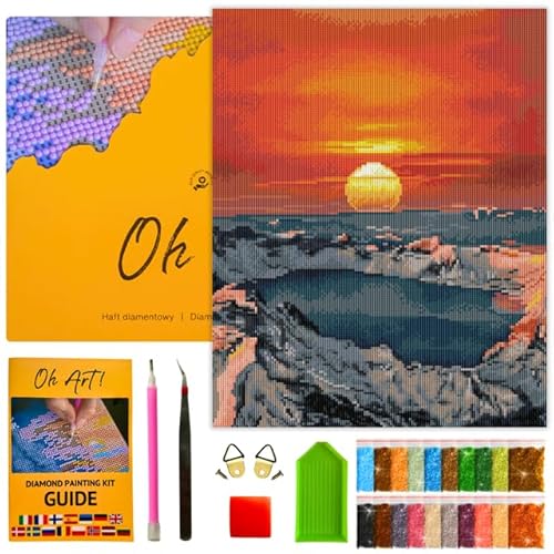 Oh Art! 5D Diamond Painting Set für Erwachsene und Kinder Mit Leinwand Gespannt Auf Rahmen DIY Diamantmosaik Diamant Bilder Perfekt für Geschenk Zuhause Wanddekoration 40 x 50 cm Sunset von Oh Art!