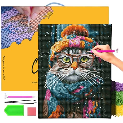 Oh Art! Diamond Painting Diamantmosaik Diamant Bilder Set 5D Mit Rahmen DIY Stickerei Nach Zahlen Erwachsene Leinwand 40 x 50 cm Katze Im Hut Oh Art! Diamond Painting Diamantmosaik Diamant Bilder Set 5D Mit Rahmen DIY Stickerei Nach Zahlen Erwachsene Leinwand 40 x 50 cm Katze Im Hut von Oh Art!