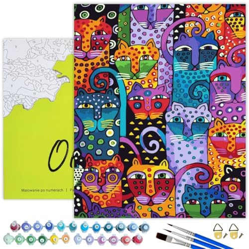 Oh Art! Malen Nach Zahlen Erwachsene Set Mit 3 Pinseln Und Acrylfarben Gemälde Acrylic Malerei DIY Leinwand 40 x 50 cm Mehrfarbige Katzen Oh Art! Malen Nach Zahlen Erwachsene Set Mit 3 Pinseln Und Acrylfarben Gemälde Acrylic Malerei DIY Leinwand 40 x 50 cm Mehrfarbige Katzen von Oh Art!