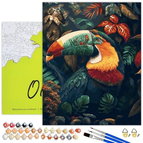 Oh Art! Malen Nach Zahlen Erwachsene Set Mit 3 Pinseln Und Acrylfarben Gemälde Acrylic Malerei DIY Leinwand 40 x 50 cm Tukanvogel Oh Art! Malen Nach Zahlen Erwachsene Set Mit 3 Pinseln Und Acrylfarben Gemälde Acrylic Malerei DIY Leinwand 40 x 50 cm Tukanvogel von Oh Art!