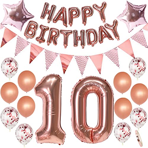 Luftballons 10. Geburtstag Dekoration mädchen Rosegold 10th Geburtstag Party Deko Set 10 geburtstag deko mädchen 10 jahre geburtstag mädchen deko Rosegold 10 geburtstag mädchen Folienballons 10 (10) von Ohaoduo