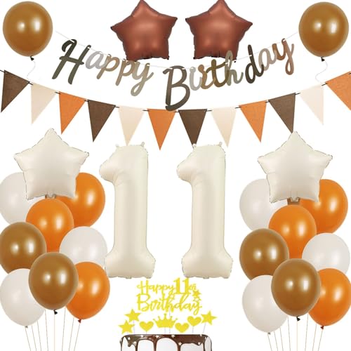 11 Jahre Geburtstagsdeko Ballon, Boho Luftballon Beige 11 Jahre Mädchen Junge, Ballons 11 Jahre Beige, Vintage 11. Geburtstag Dekoration, Luftballons 11 Mädchen Geburtstag Party Dekoration Braun von Ohaoduo