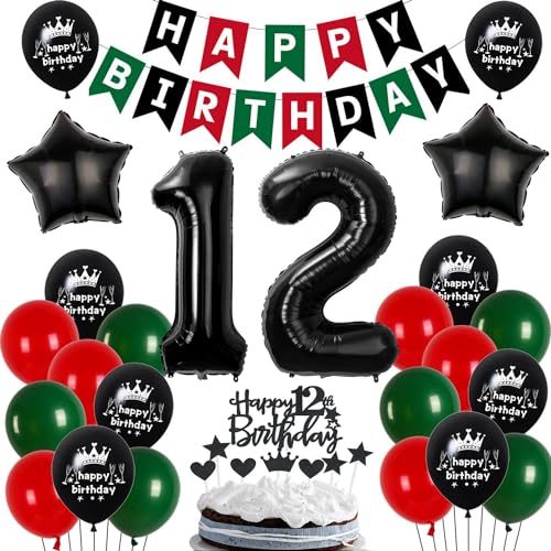 12 Geburtstag Deko Junge Mädchen, Luftballon 12. Geburtstag Rot Schwarz Grün, 12. Ballon Schwarz Grün Rot Deko, 12. Party Decoration Junge Mädchen, Mädchen Junge 12 Schwarz Grün Rot Party Ballons 12 Geburtstag Deko Junge Mädchen, Luftballon 12. Geburtstag Rot Schwarz Grün, 12. Ballon Schwarz Grün Rot Deko, 12. Party Decoration Junge Mädchen, Mädchen Junge 12 Schwarz Grün Rot Party Ballons von Ohaoduo