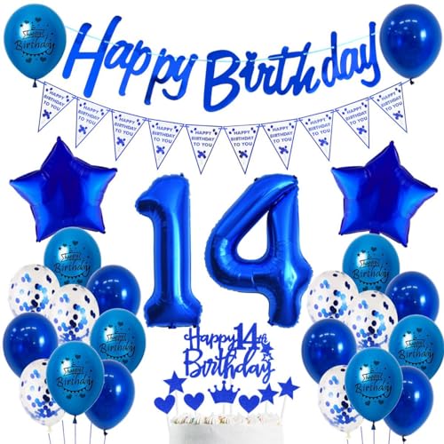 14. Geburtstag Junge Marine blau, 14. Geburtstag Dekoration Blau, Luftballon 14. Blau, 14 Junge Party Deko, 14 Deko Mädchen, 14. Ballons Marineblau Party blau von Ohaoduo