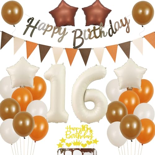 16 Jahre Geburtstagsdeko Ballon, Boho Luftballon Beige 16 Jahre Mädchen Junge, Ballons 16 Jahre Beige, Vintage 16. Geburtstag Dekoration, Luftballons 16 Mädchen Geburtstag Party Dekoration Braun von Ohaoduo