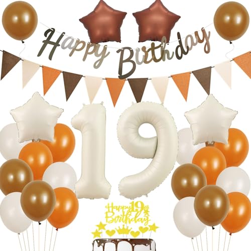 19 Jahre Geburtstagsdeko Ballon, Boho Luftballon Beige 19 Jahre Mädchen Junge, Ballons 19 Jahre Beige, Vintage 19. Geburtstag Dekoration, Luftballons 19 Mädchen Geburtstag Party Dekoration Braun von Ohaoduo