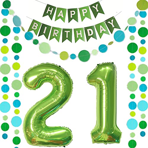 Luftballons Zahl 21 Grün + Happy Birthday Girlande + banner Folienballon 21.Geburtstags deko frau mann ballons 21 Jahre Geburtstag deko frauen Zahlenballon 21 Geburtstag dekoration Männer frau(21) Luftballons Zahl 21 Grün + Happy Birthday Girlande + banner Folienballon 21.Geburtstags deko frau mann ballons 21 Jahre Geburtstag deko frauen Zahlenballon 21 Geburtstag dekoration Männer frau(21) von Ohaoduo
