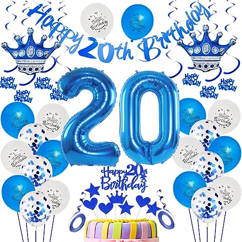 20. Geburtstag Dekoration Blau Luftballon 20.Geburtstag Blau 20. Tortendeko 20 Jahr Geburtstagsdeko Mann Blau 20 Jahr Mannn Geburtstagsdeko Blau 20. Mannn Party Deko 20 Jahr Dekoration Blau von Ohaoduo