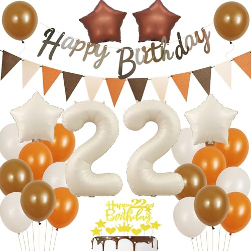 22 Jahre Geburtstagsdeko Ballon, Boho Luftballon Beige 22 Jahre Frau Mann, Ballons 22 Jahre Beige, Vintage 22. Geburtstag Dekoration, Luftballons 22 Frau Geburtstag Party Dekoration Braun von Ohaoduo