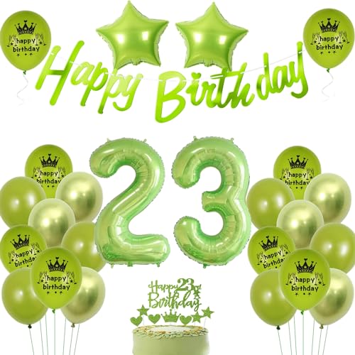 23 Geburtstag Deko Grüne Frau, Grün Geburtstagsdeko 23 Mann, Luftballon 23. Geburtstag Grün, Deko 23. Männer Frauen, Ballons 23, Tortendeko 23. Dekoration von Ohaoduo