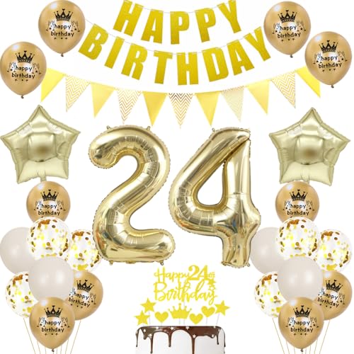 24 Geburtstag Deko mann frauen Luftballon 24.geburtstag frau Deko Gold Geburtstagsdeko 24 Jahre männer frau ballons Cake Topper Gold für 24 party 24 Geburtstag Deko mann frauen Luftballon 24.geburtstag frau Deko Gold Geburtstagsdeko 24 Jahre männer frau ballons Cake Topper Gold für 24 party von Ohaoduo