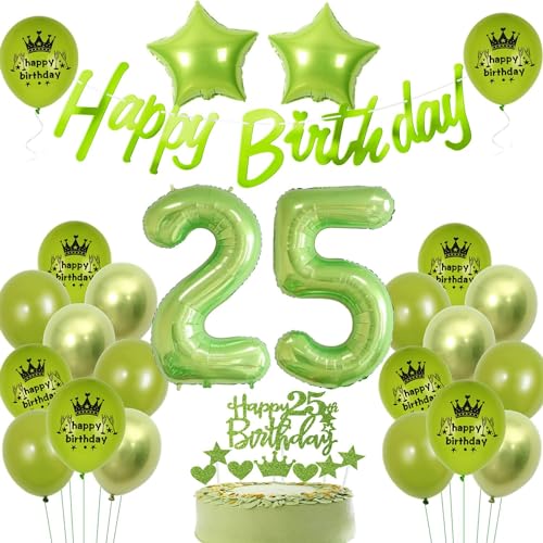 25 Geburtstag Deko Grüne Frau, Grün Geburtstagsdeko 25 Mann, Luftballon 25. Geburtstag Grün, Deko 25. Männer Frauen, Ballons 25 , Tortendeko 25. Dekoration von Ohaoduo