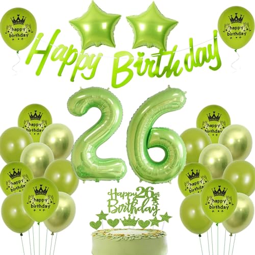 26 Geburtstag Deko Grüne Frau, Grün Geburtstagsdeko 26 Mann, Luftballon 26. Geburtstag Grün, Deko 26. Männer Frauen, Ballons 26, Tortendeko 26. Dekoration 26 Geburtstag Deko Grüne Frau, Grün Geburtstagsdeko 26 Mann, Luftballon 26. Geburtstag Grün, Deko 26. Männer Frauen, Ballons 26, Tortendeko 26. Dekoration von Ohaoduo