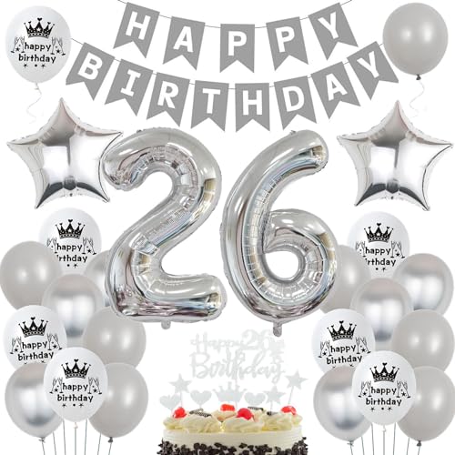 26 Luftballons Silber Grau,26 Geburtstag Deko Junge Mädchen,Geburtstagsdeko 26 Jahr Silber,Ballon 26. Geburtstag Junge Mädchen,26 Jahr Party Deko,Luftballon 26. Party Grau 26 Luftballons Silber Grau,26 Geburtstag Deko Junge Mädchen,Geburtstagsdeko 26 Jahr Silber,Ballon 26. Geburtstag Junge Mädchen,26 Jahr Party Deko,Luftballon 26. Party Grau von Ohaoduo