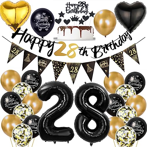 28 Geburtstag Deko Mann Frauen, Luftballon 28. Gold Schwarz Geburtstagsdeko 28 Jahre, Ballon Schwarz Gold Deko 28. Gold Schwarz 28 Jahr Geburtstagdeko 28 Geburtstag Deko Mann Frauen, Luftballon 28. Gold Schwarz Geburtstagsdeko 28 Jahre, Ballon Schwarz Gold Deko 28. Gold Schwarz 28 Jahr Geburtstagdeko von Ohaoduo