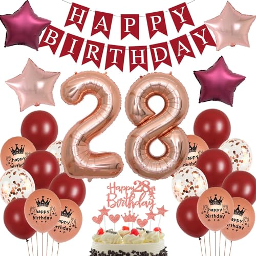 28 Geburtstag Dekoration Frau,Rot 28 Geburtstag Deko,Rosegold 28 Jahr Party Dekoration,Geburtstagsdeko 28 Jahr Frauen,28.Rot Luftballon 28. Frau 28 Geburtstag Dekoration Frau,Rot 28 Geburtstag Deko,Rosegold 28 Jahr Party Dekoration,Geburtstagsdeko 28 Jahr Frauen,28.Rot Luftballon 28. Frau von Ohaoduo