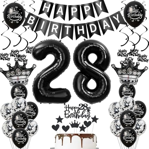 28. Geburtstagsdeko Luftballons Schwarz, Geburtstagsdeko 28 Jahr Männer, Schwarz Luftballon 28. Geburtstagsdeko Luftballons Schwarz, Geburtstagsdeko 28 Jahr Männer, Schwarz Luftballon von Ohaoduo