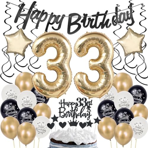 33 Geburtstag Deko Champagner Gold, 33 Jahr Geburtstagdeko Junge Mädchen, 33 Jahre Geburtstag Party Deko Gold Schwarz, Luftballon 33. Geburtstag Deko, 33. Geburtstag Dekorationen,Ballon 33 Jahre 33 Geburtstag Deko Champagner Gold, 33 Jahr Geburtstagdeko Junge Mädchen, 33 Jahre Geburtstag Party Deko Gold Schwarz, Luftballon 33. Geburtstag Deko, 33. Geburtstag Dekorationen,Ballon 33 Jahre von Ohaoduo