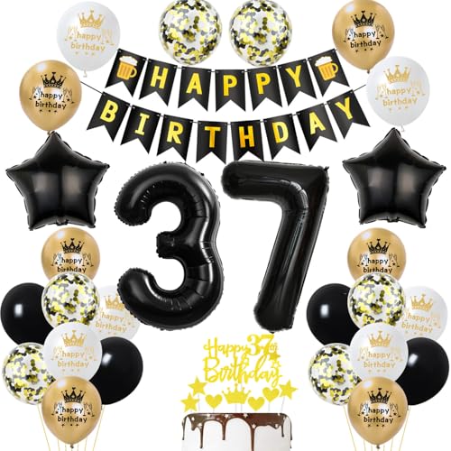 37 Geburtstag Deko mann frauen, Gold Schwarz Party Deko 37. Geburtstag Männer frauen mit Luftballons Zahl 37 Geburtstag Tortendeko Happy Birthday Banner Ballons für Geburtstagsdeko 37 jahre frau 37 Geburtstag Deko mann frauen, Gold Schwarz Party Deko 37. Geburtstag Männer frauen mit Luftballons Zahl 37 Geburtstag Tortendeko Happy Birthday Banner Ballons für Geburtstagsdeko 37 jahre frau von Ohaoduo