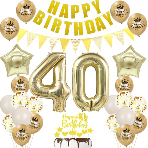 40 Geburtstag Deko mann frauen Luftballon 40.geburtstag frau Deko Gold Geburtstagsdeko 40 Jahre männer frau ballons Cake Topper Gold für 40 party von Ohaoduo