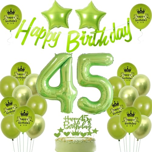 45 Geburtstag Deko Grüne Frau, Grün Geburtstagsdeko 45 Mann, Luftballon 45. Geburtstag Grün, Deko 45. Geburtstag Männer Frauen, Ballons 45 Geburtstag Grün, Tortendeko 45. Dekoration Grün von Ohaoduo