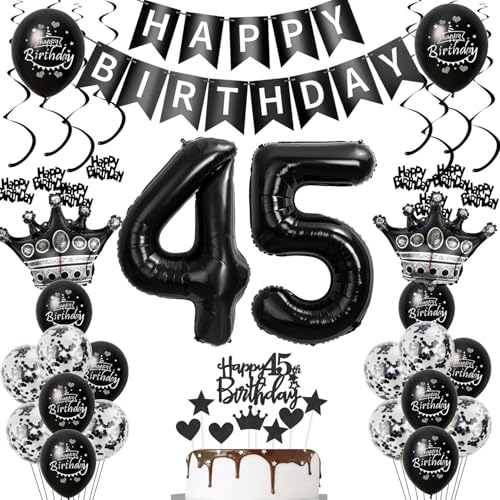 45. Geburtstagsdeko Luftballons Schwarz, Geburtstagsdeko 45 Jahr Männer, Schwarz Luftballon 45. Geburtstag Männer Frauen, Deko 45. Geburtstag Dekoration Frauen 45. Tortendeko 45. Geburtstagsdeko Luftballons Schwarz, Geburtstagsdeko 45 Jahr Männer, Schwarz Luftballon 45. Geburtstag Männer Frauen, Deko 45. Geburtstag Dekoration Frauen 45. Tortendeko von Ohaoduo