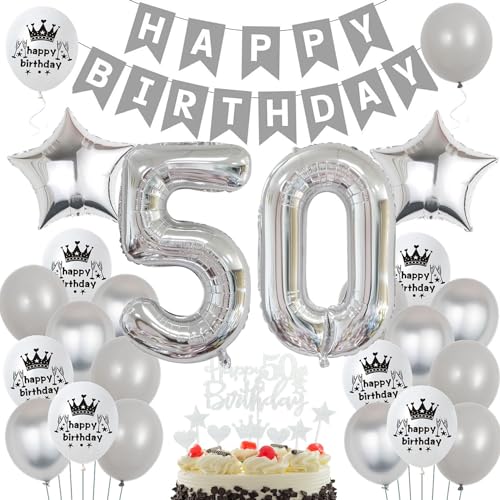 50 Luftballons Silber Grau,50 Geburtstag Deko Junge Mädchen,Geburtstagsdeko 50 Jahr Silber,Ballon 50. Geburtstag Junge Mädchen,50 Jahr Party Deko,Luftballon 50. Party Grau von Ohaoduo
