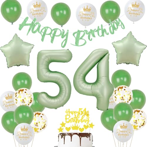 54 Geburtstag Deko Mann Frauen Luftballon 54.geburtstag Deko oliv grün Geburtstagsdeko 54 Jahre Männer ballons Cake Topper Gold für 54 Geburtstag Frau party Deko 54 Geburtstag Frauen grün von Ohaoduo
