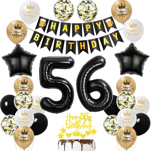 56 Geburtstag Deko mann frauen, Gold Schwarz Party Deko 56. Geburtstag Männer frauen mit Luftballons Zahl 56 Tortendeko Happy Birthday Banner Ballons für Geburtstagsdeko 56 jahre frau 56 Geburtstag Deko mann frauen, Gold Schwarz Party Deko 56. Geburtstag Männer frauen mit Luftballons Zahl 56 Tortendeko Happy Birthday Banner Ballons für Geburtstagsdeko 56 jahre frau von Ohaoduo