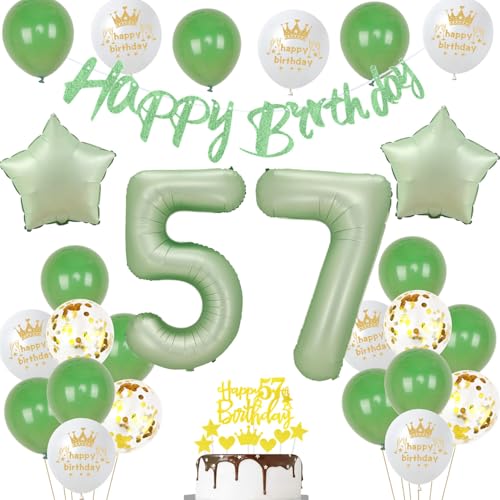 57 Geburtstag Deko Mann Frauen Luftballon 57.geburtstag Deko oliv grün Geburtstagsdeko 57 Jahre Männer ballons Cake Topper Gold für 57 Geburtstag Frau party 57 Frauen grün von Ohaoduo