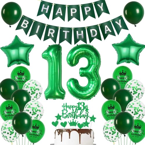 Ballon 13 Geburtstag Deko mädchen grün Deko 13. Geburtstag junge grün Geburtstagsdeko 13 jahre mädchen Luftballon 13. grün Happy Birthday Banner 13 junge Party Dekoration Ballon 13 Geburtstag Deko mädchen grün Deko 13. Geburtstag junge grün Geburtstagsdeko 13 jahre mädchen Luftballon 13. grün Happy Birthday Banner 13 junge Party Dekoration von Ohaoduo