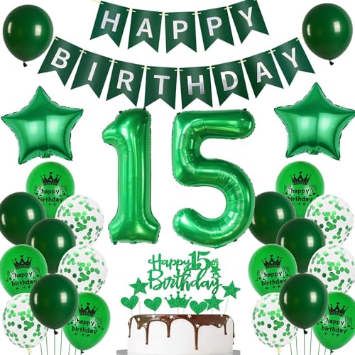 Ballon 15 Geburtstag Deko mädchen grün Deko 15. Geburtstag junge grün Geburtstagsdeko 15 jahre mädchen Luftballon 15. Geburtstag grün Happy Birthday Banner 15 Geburtstag junge Party Dekoration Ballon 15 Geburtstag Deko mädchen grün Deko 15. Geburtstag junge grün Geburtstagsdeko 15 jahre mädchen Luftballon 15. Geburtstag grün Happy Birthday Banner 15 Geburtstag junge Party Dekoration von Ohaoduo