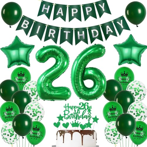 Ballon 26 Geburtstag Deko frauen grün Deko 26. Geburtstag Mann grün Geburtstagsdeko 26 jahre frau Luftballon 26. Geburtstag Mann grün Happy Birthday Banner 26 Geburtstag männer Party Dekoration Ballon 26 Geburtstag Deko frauen grün Deko 26. Geburtstag Mann grün Geburtstagsdeko 26 jahre frau Luftballon 26. Geburtstag Mann grün Happy Birthday Banner 26 Geburtstag männer Party Dekoration von Ohaoduo