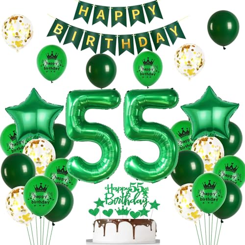 Ballon 55 Geburtstag Deko Mann frauen grün gold Deko 55. Geburtstag Mann grün Geburtstagsdeko 55 jahre frau Luftballon55. männer Party Dekoration von Ohaoduo